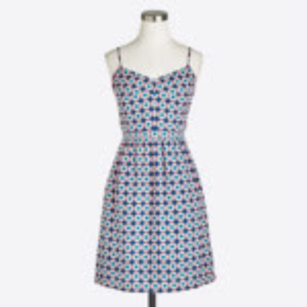 Summer J Crew Dress with pockets in Blue, Pink & White